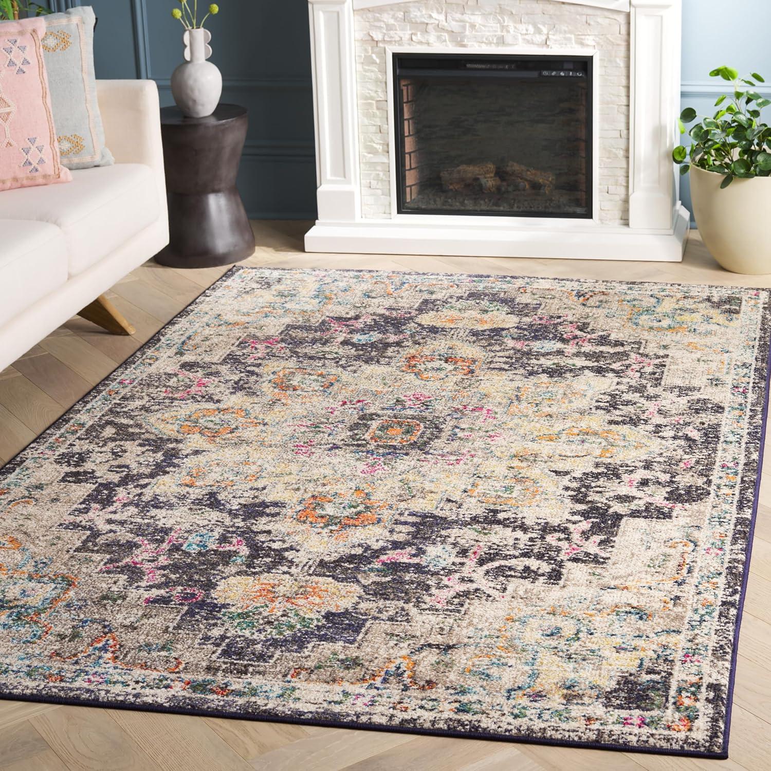 Madison MAD473 Power Loomed Indoor Area Rug - Black/Gold - 5'3"x7'6" - Safavieh