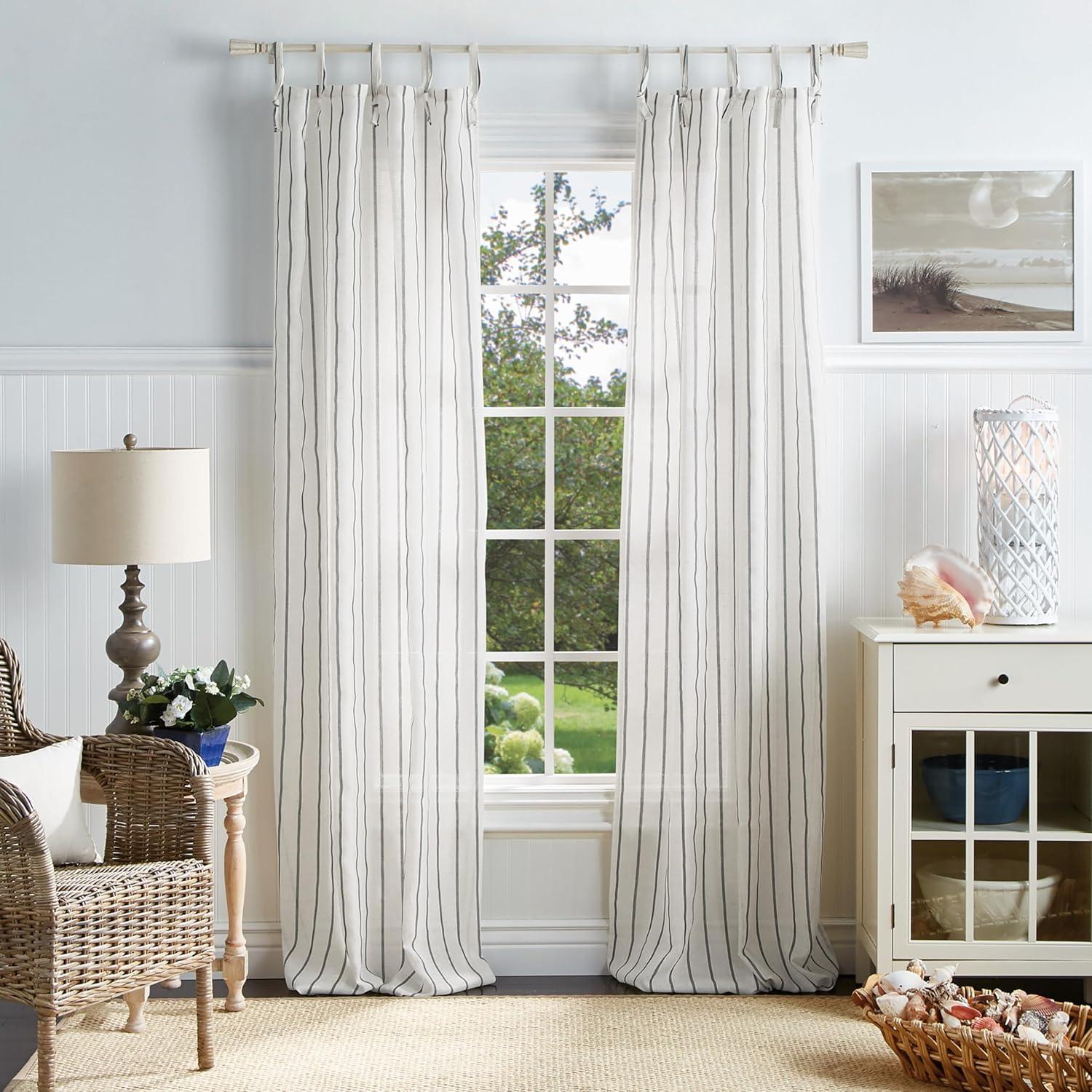 84"x37" Martha Stewart 2pk Laguna Striped 84" Curtain Panel Gray