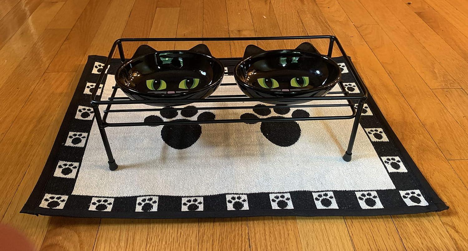 Black Steel Elevated Pet Dining Table for Small Pets