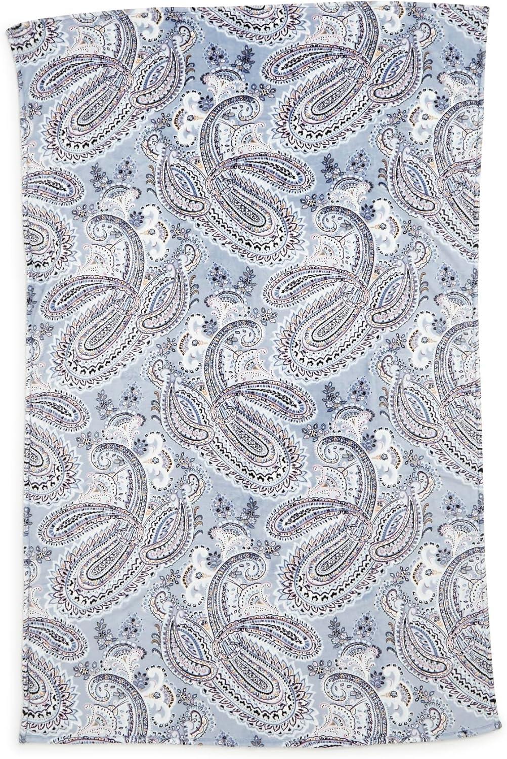 Soft Sky Paisley Fleece Plush Throw Blanket, 80 x 50