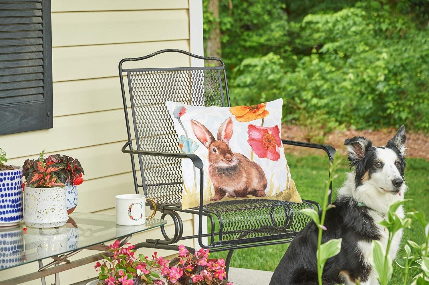 C&F Home 18" x 18" Sitting Bunny Easter Spring Themed Indoor/Outdoor Accent Throw Pillow