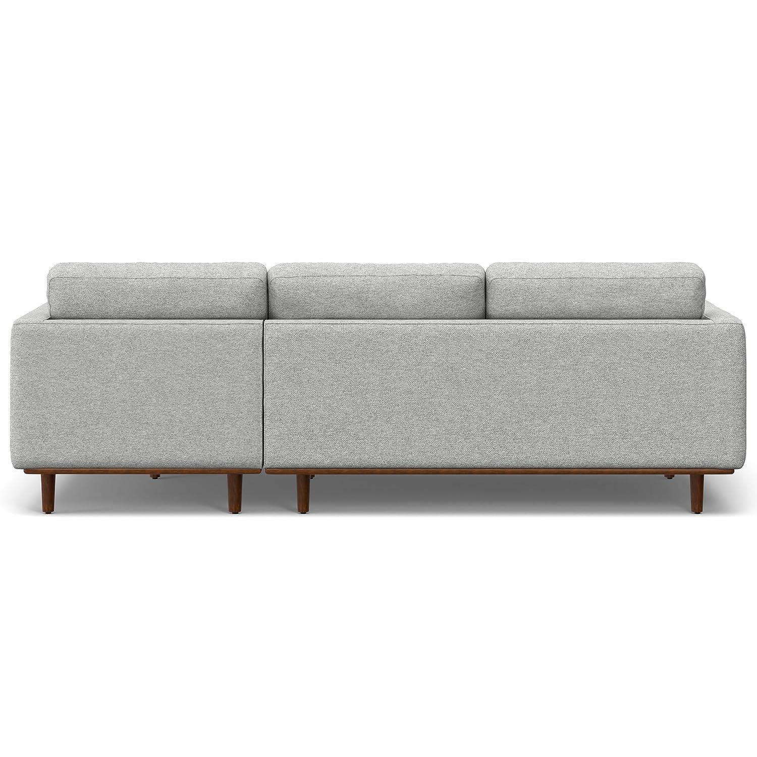 Simpli Home Morrison Large Left Sectional Sofa,Mid-Century Modern Couch with Chaise Lounge and Eco-Friendly Woven-Blend Fabric