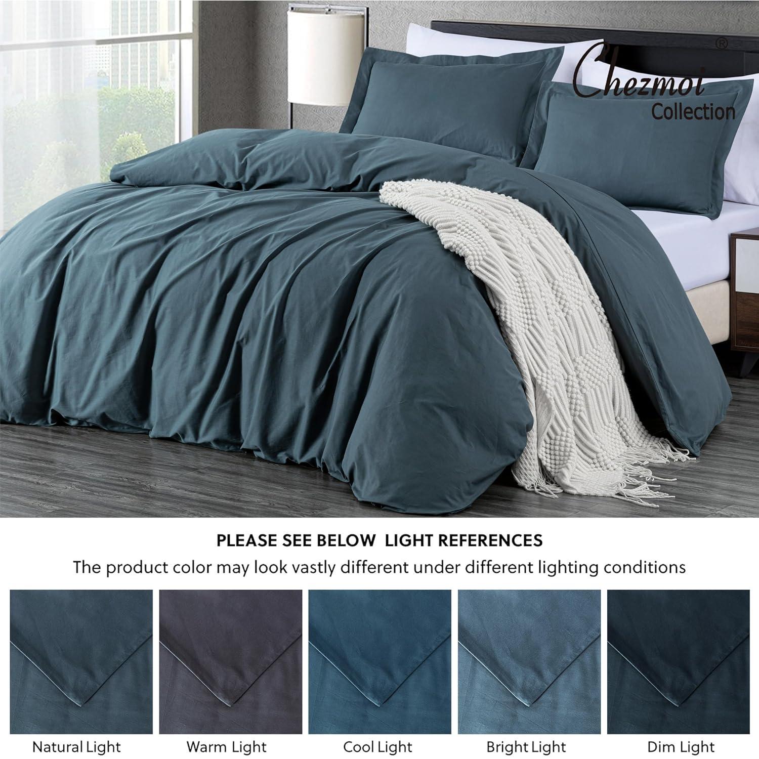 Chezmoi Collection Cotton Twill Solid Duvet Cover Set