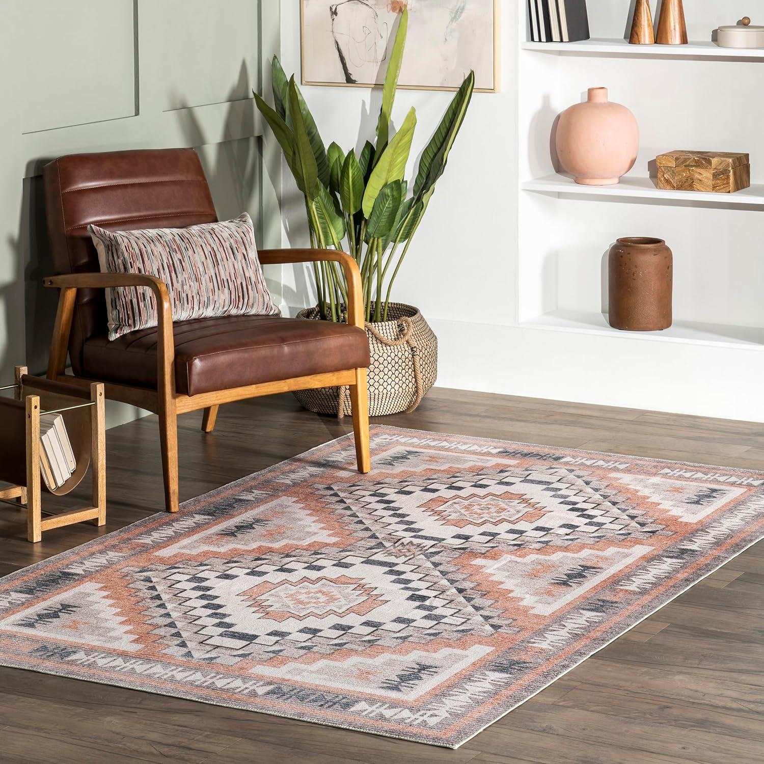 Nuloom Leighton Machine Washable Southwestern Medallion Indoor Area Rug