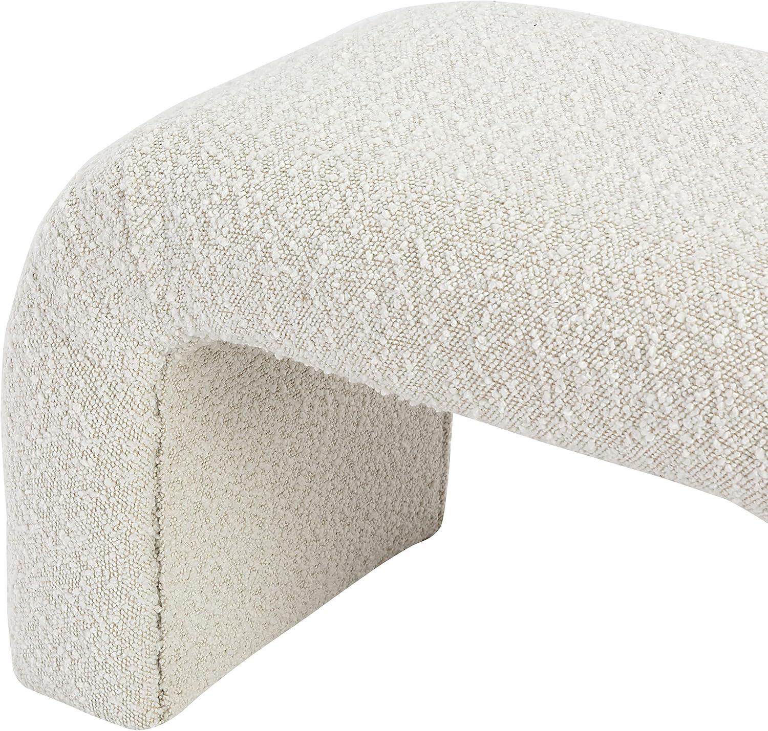 Meridian Furniture Niagara Cream Boucle Fabric Bench