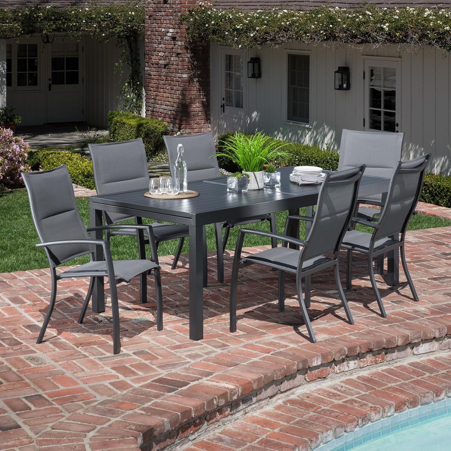 Gray Aluminum 6-Person Expandable Outdoor Dining Set