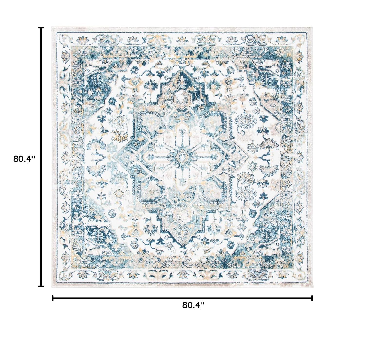 SAFAVIEH Skyler Ottoline Medallion Area Rug, Ivory/Navy, 6'7" x 6'7" Square