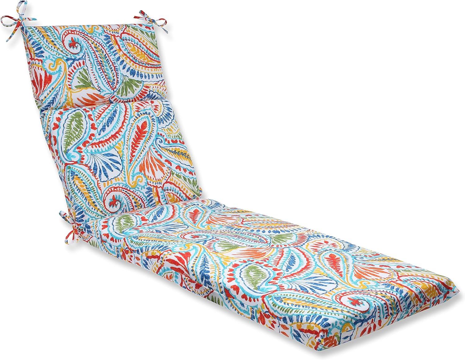 Vibrant Paisley Multi-Color Polyester Outdoor Chaise Lounge Cushion