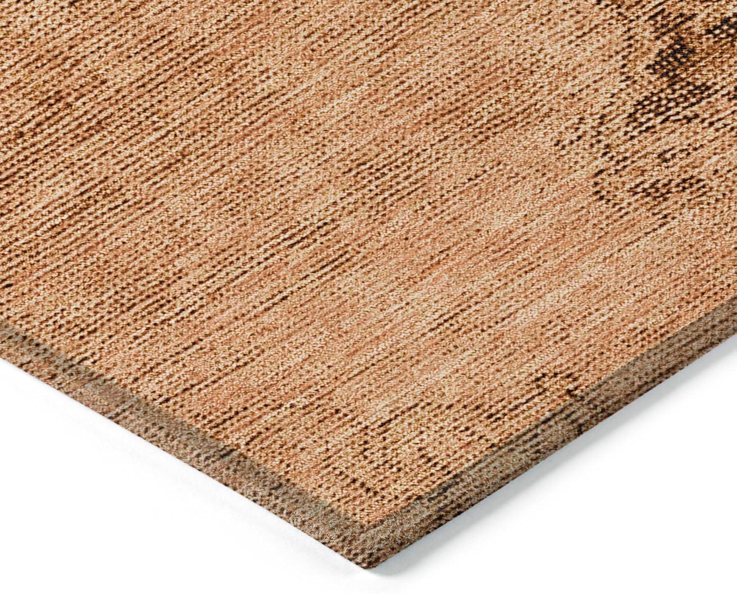 Copper Rectangular Machine-Washable Oriental Area Rug