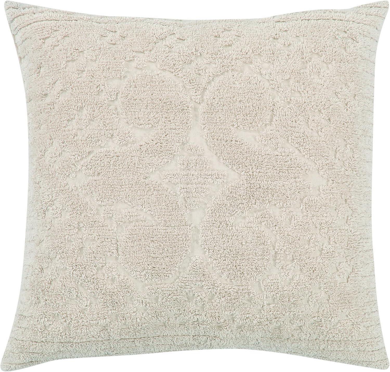 Better Trends Ashton – Luxurious 100% Cotton Tufted Euro Sham in Medallion Design, Super Soft & Lightweight, 26” x 26”, Ivory