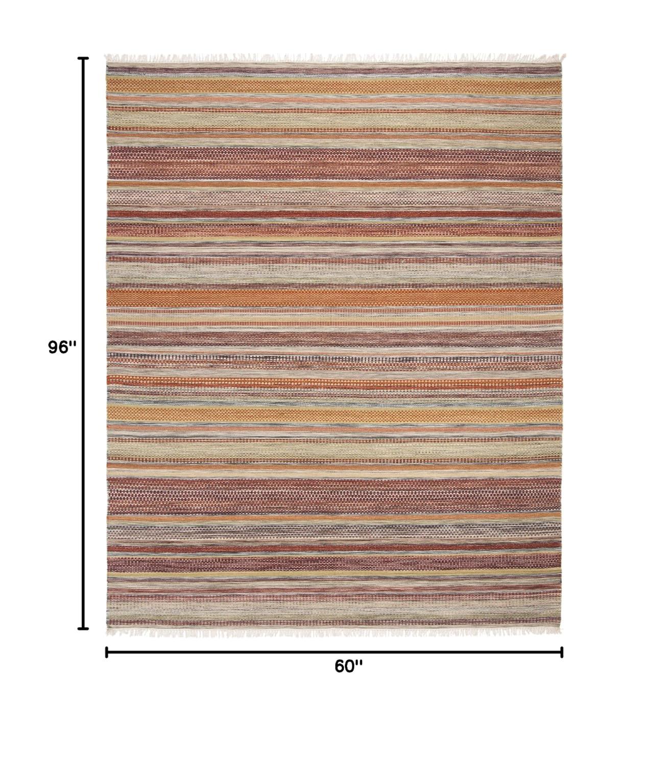 Striped Kilim STK311 Hand Woven Area Rug - Beige - 5'x8' - Safavieh.