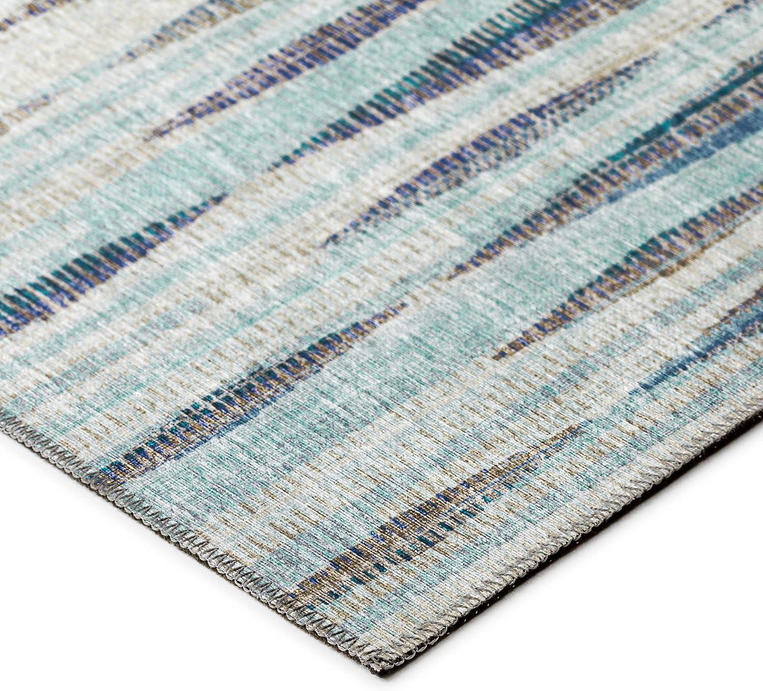 Ocean Stripe 8' x 10' Washable Synthetic Area Rug