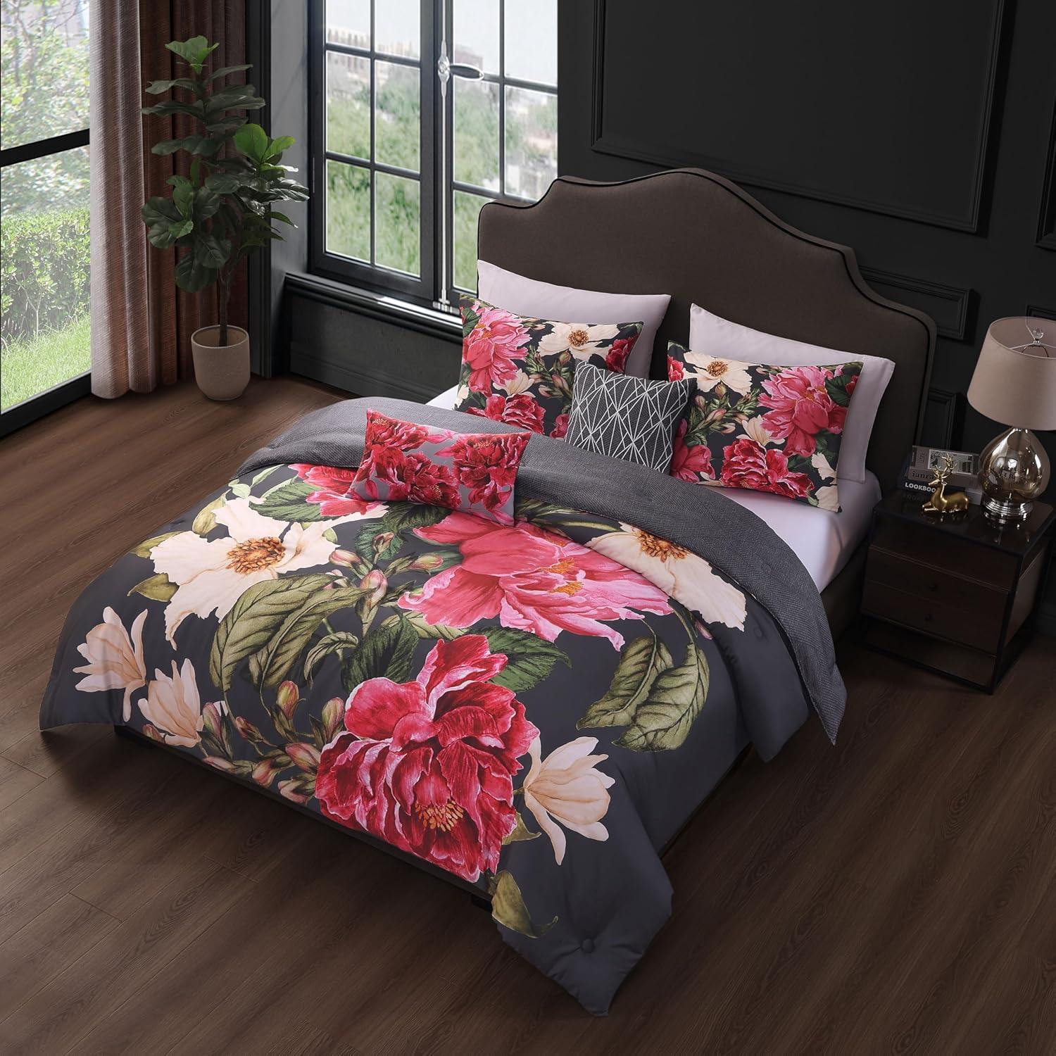 Bebejan Flower Garland 100% Cotton 5-Piece Reversible Comforter Set