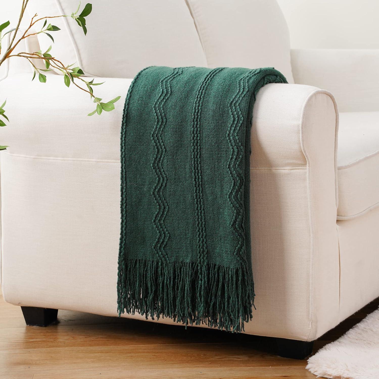 Battilo Home Throw Blanket for Couch, Textured Soft Throw Blankets, Decorative Knitted Blanket for Home Living Room Decor, 50"x60"