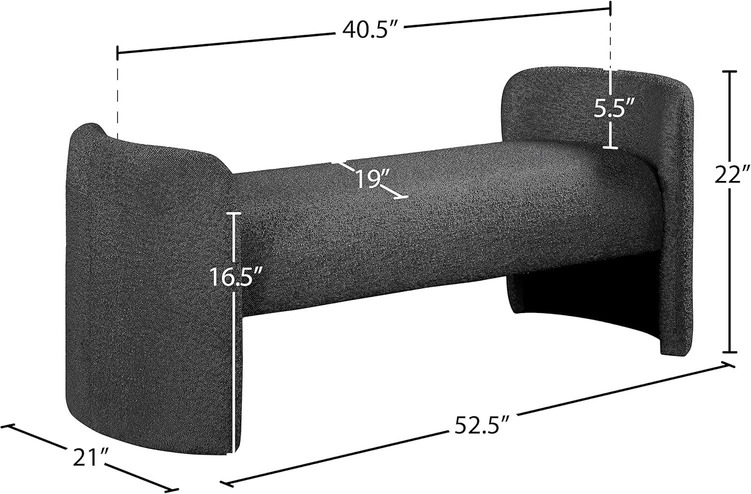 Meridian Furniture Peyton Black Boucle Fabric Bench