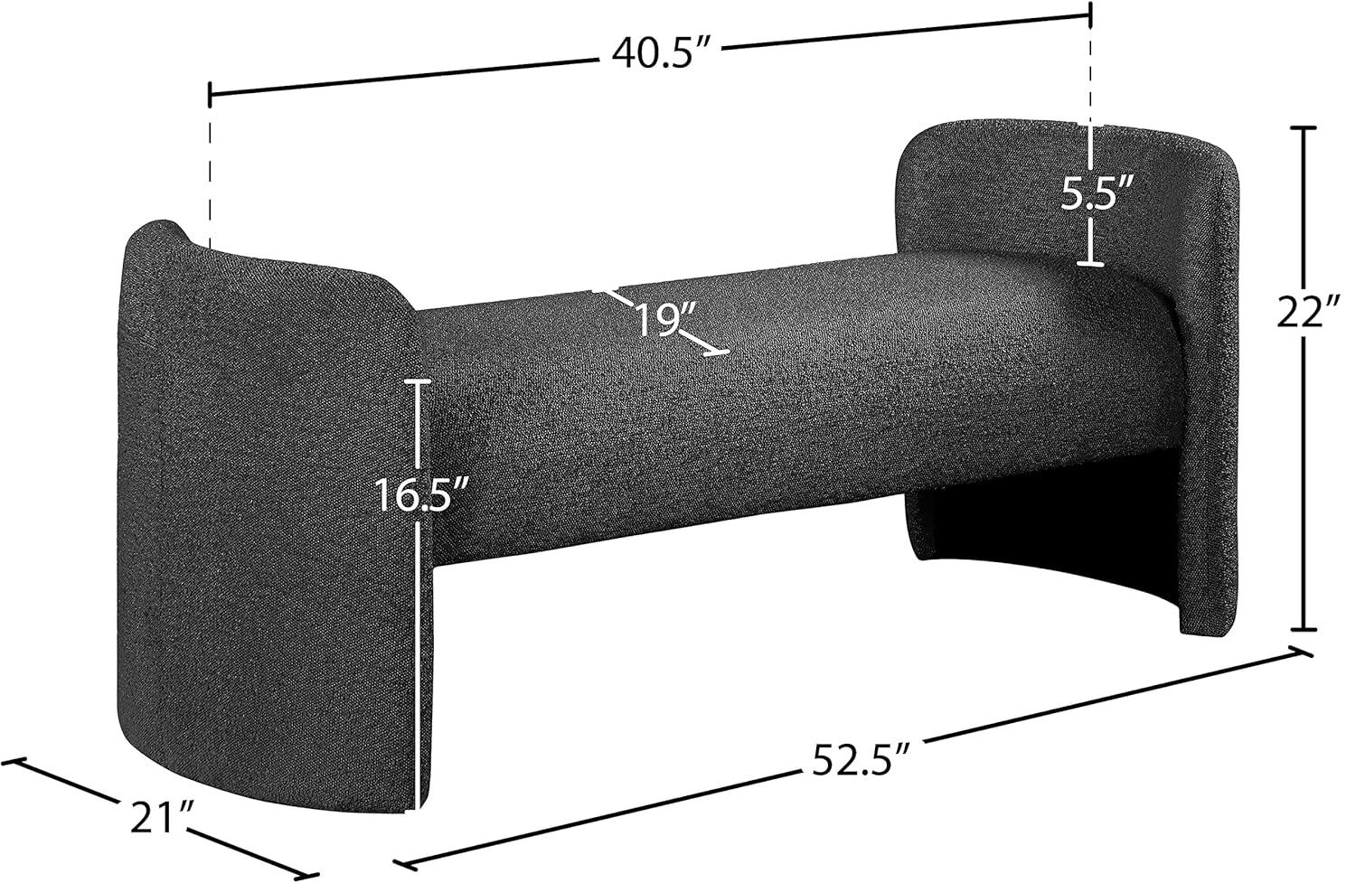 Meridian Furniture Peyton Black Boucle Fabric Bench