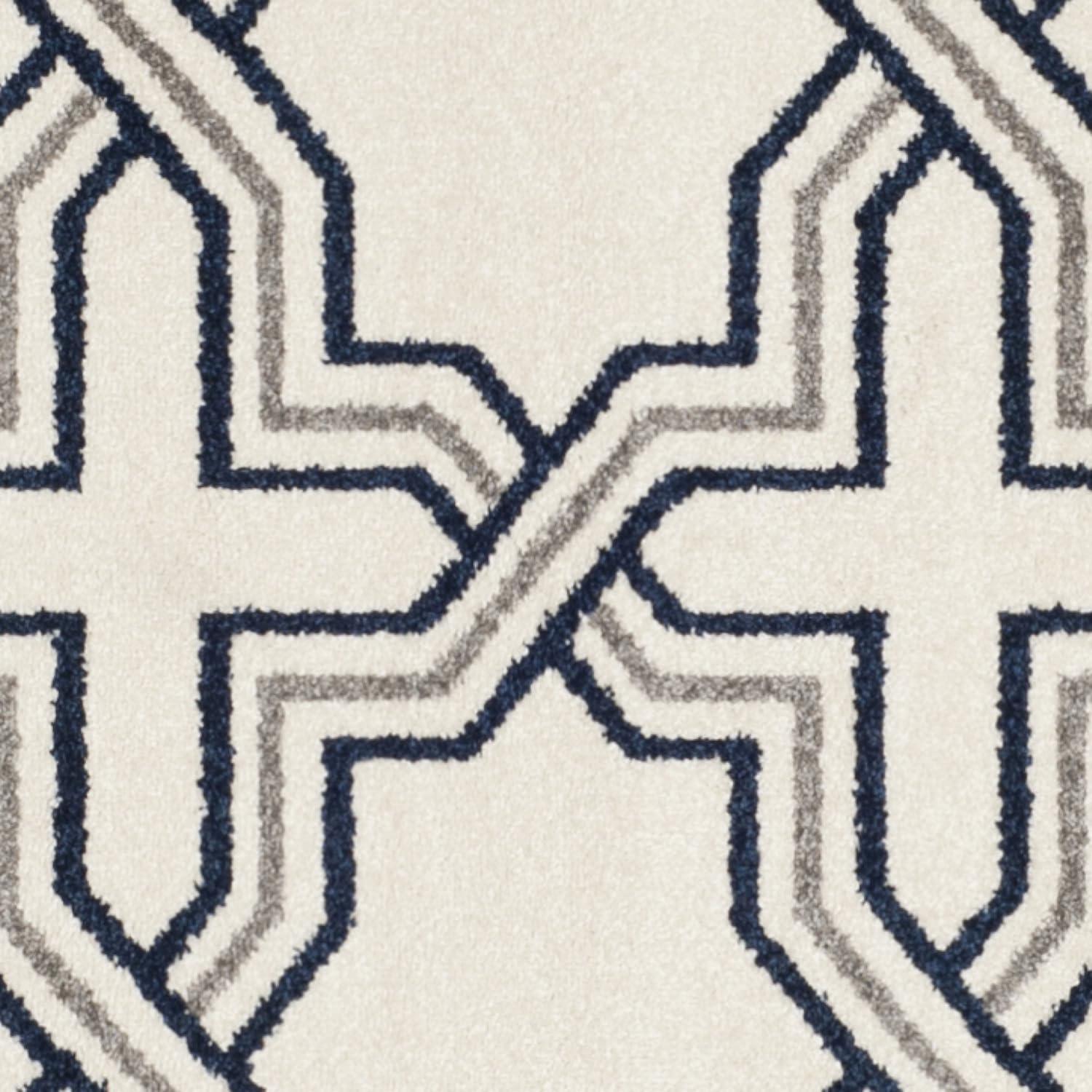 Amherst AMT413 Power Loomed Area Rug - Ivory/Navy - 7'x7' - Safavieh.