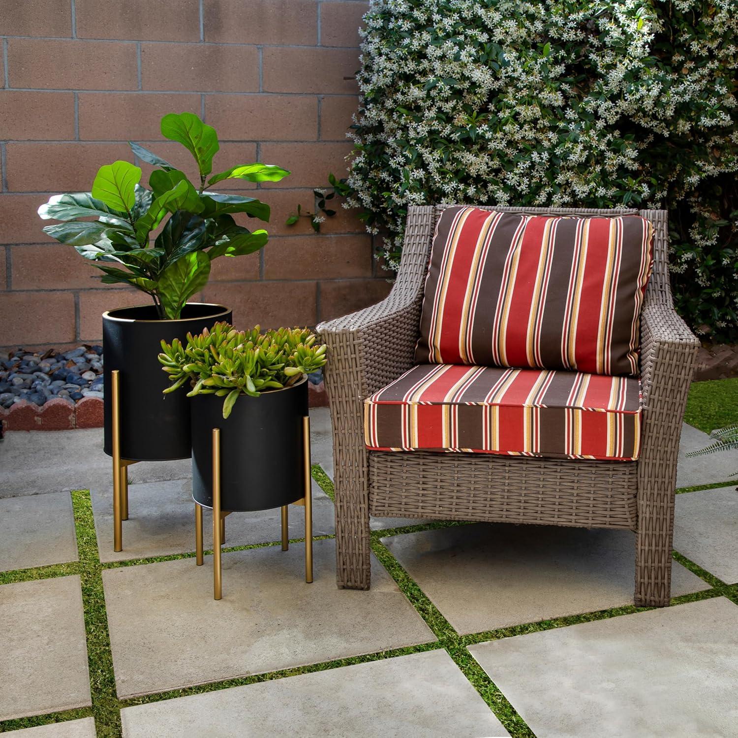 Sagebrook Home Set Of 2 Honeycomb Planter On Metal Stand, Black/Gold, Round, Iron, Contemporary, 23"H, Hexagon