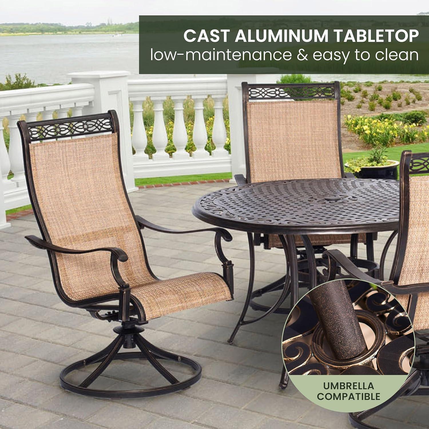 Hanover Manor 5-Piece Adult Modern PVC Aluminum Round Patio Dining Set Cast Sling