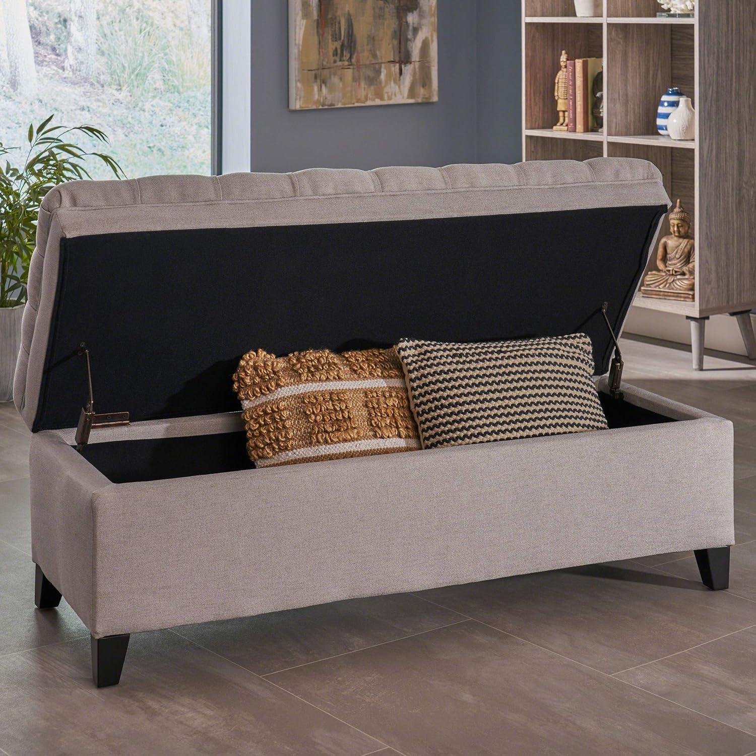 Christopher Knight Home Juliana Storage Ottoman Light Gray: Upholstered, Hardwood Frame, 250lb Capacity