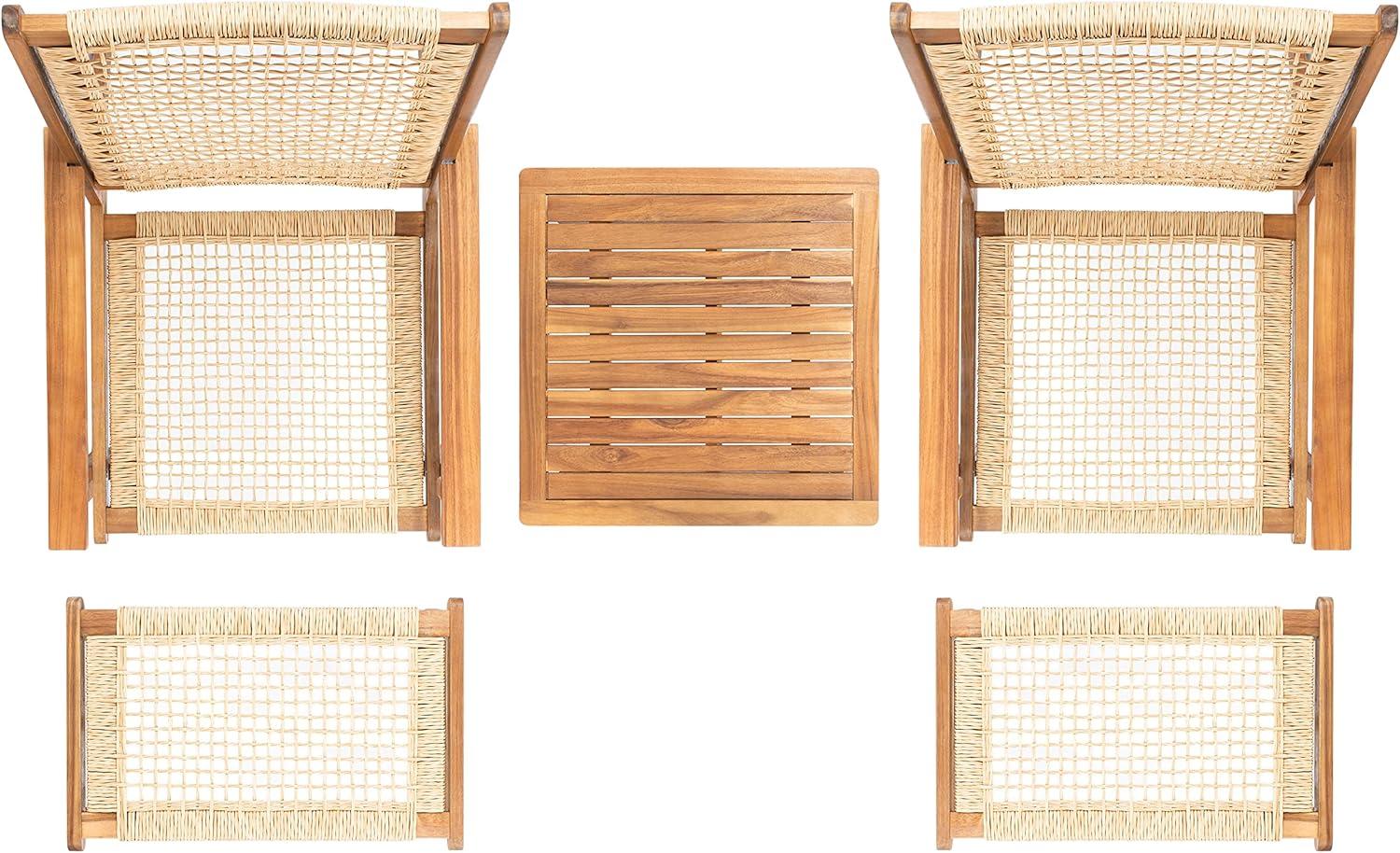 Chantelle Natural Acacia and Rattan 5-Piece Patio Set