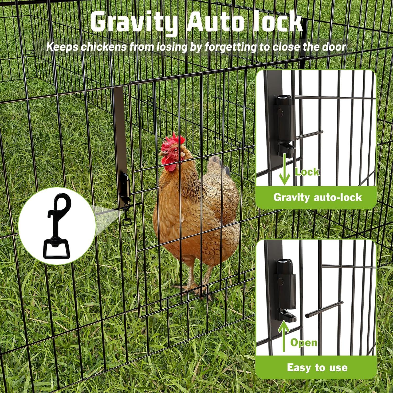 Metal Chicken Coop, 86 x 40 x 40 Inch Chicken Run for Yard with Waterproof Cover, Outdoor Portable Chicken Pen with 4 Doors, 1 Window, Chicken House for Small Animals Duck, Rabbit, Hen