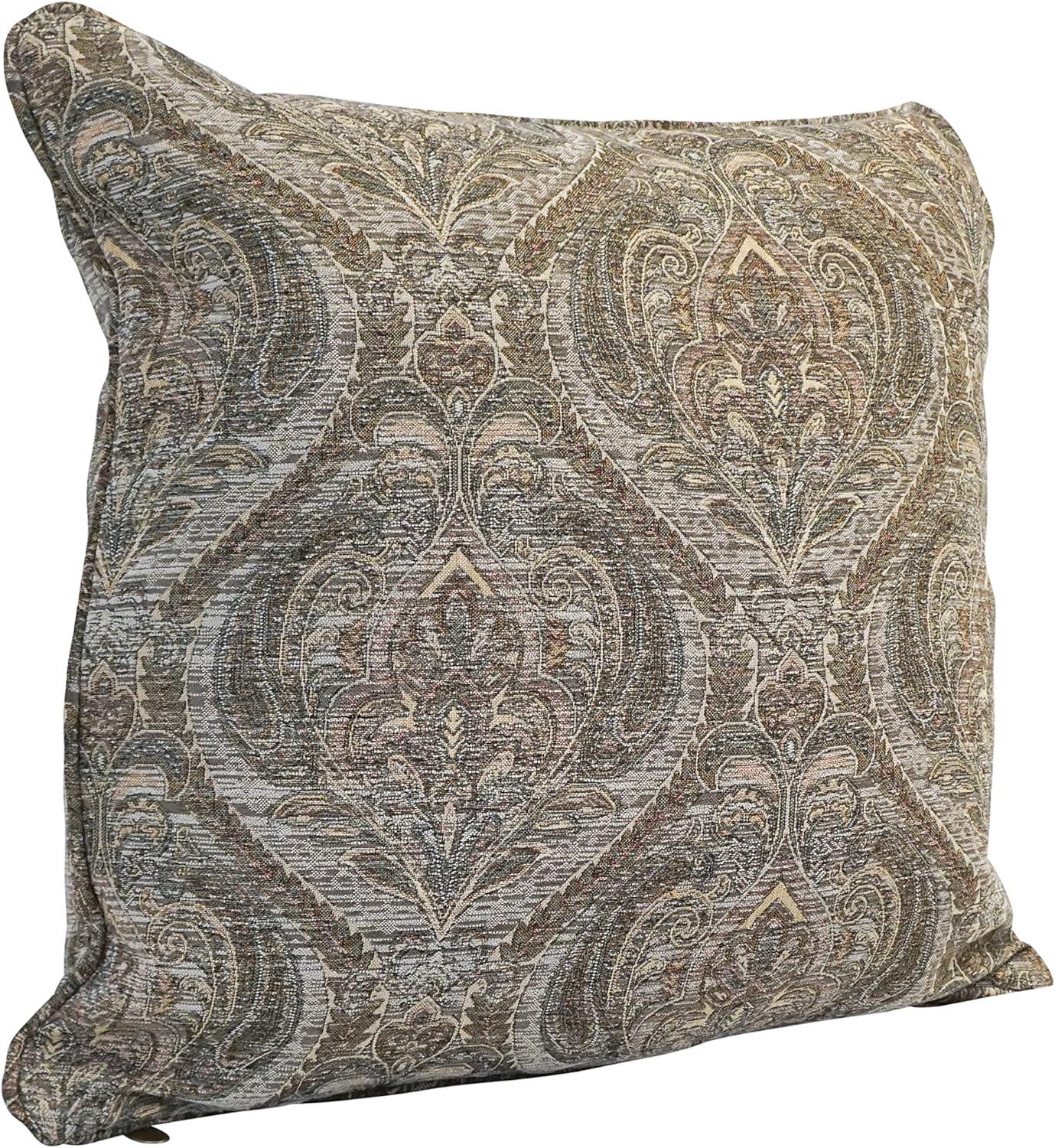 25-Inch Grey Damask Jacquard Chenille Square Floor Pillow