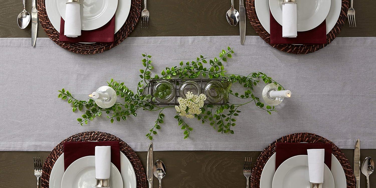 Gray Cotton Chambray Table Runner 14" x 72"
