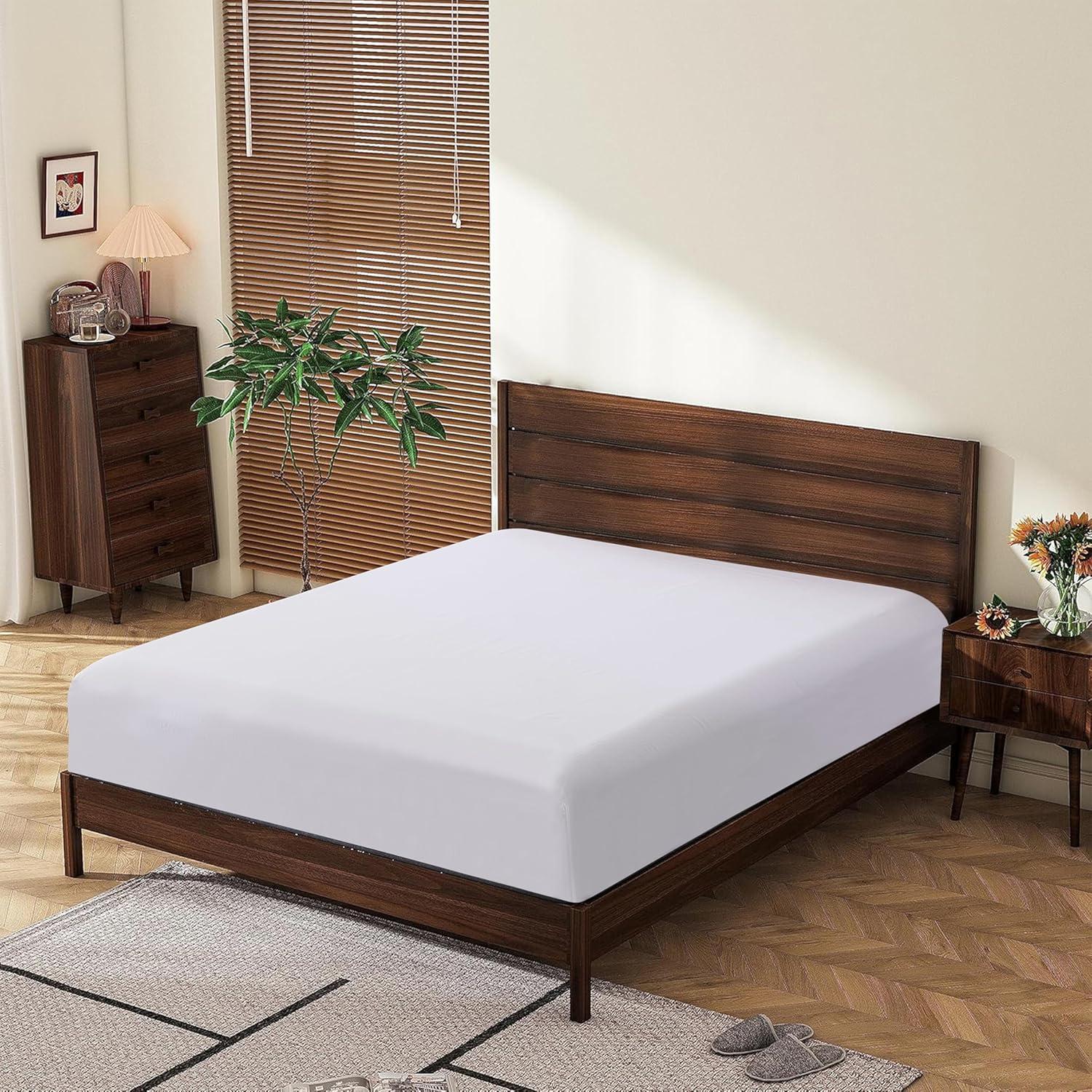 King Size 100% Egyptian Cotton Fitted Sheets 600 Thread Count 16" Deep Pocket, Ultra-Soft Hotel Luxury, Durable, Breathable and Comfy Bottom Sheet (1 Pack King Fitted Sheet, White)