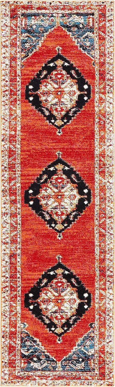 Antique Patina Red & Navy Hand-Knotted Area Rug - 2'3" x 6'