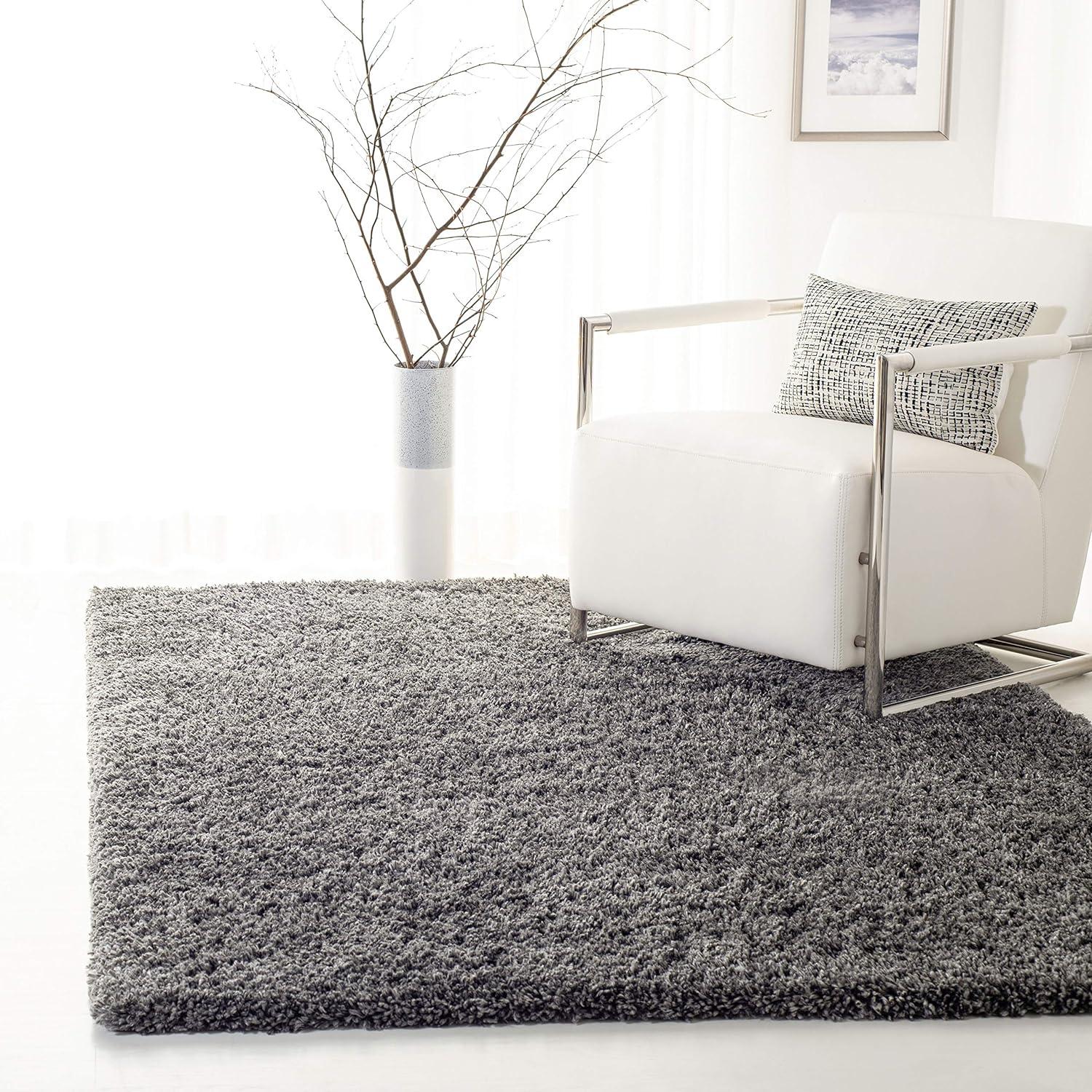 Fontana Shag 800 FNT800 Power Loomed Indoor Area Rug - Silver - 5'3"x7'6" - Safavieh