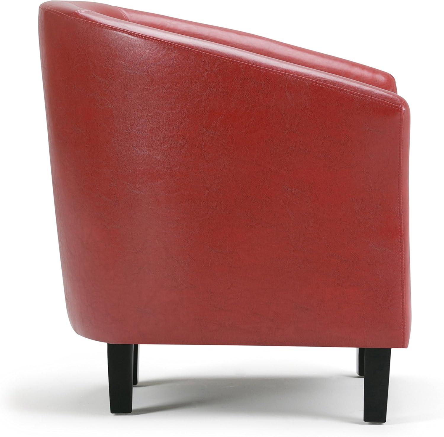 Simpli Home Austin 30"W Upholstered Vegan Faux Leather Contemporary Tub Accent Chair with High Arms and Deep Seat