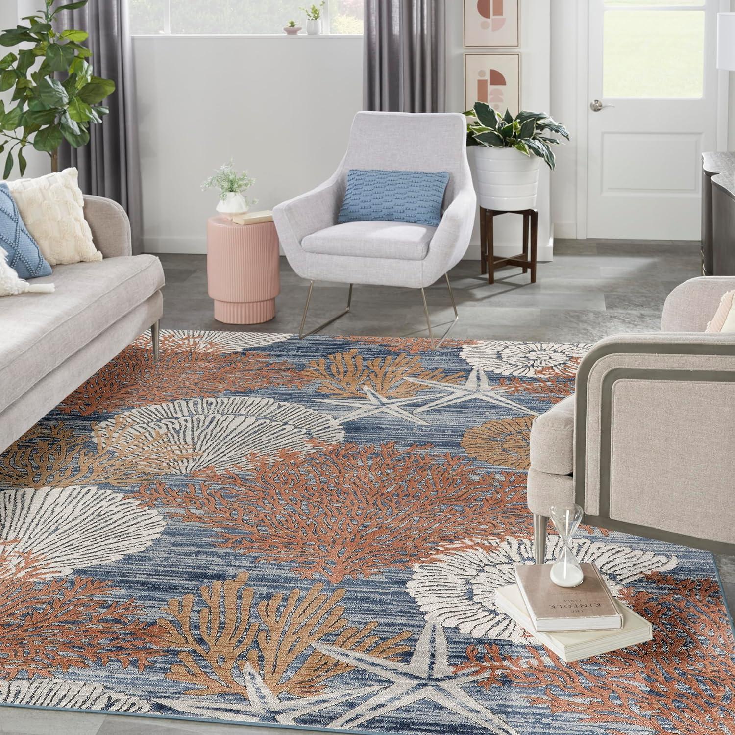 Nourison 7'10" x 9'10" Pompeii Nautical Indoor Area Rug Blue Multicolor