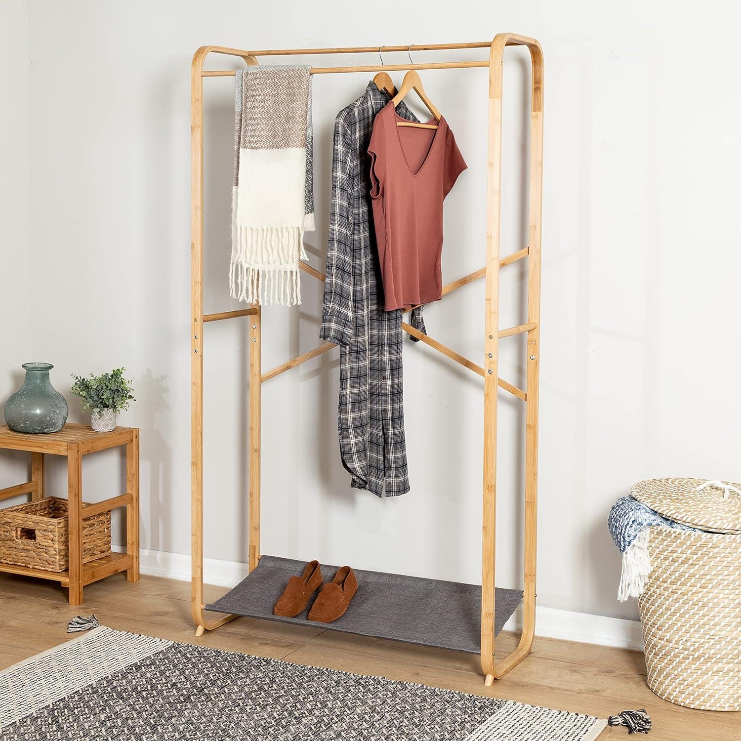 Honey-Can-Do Bamboo and Canvas Garment Rack