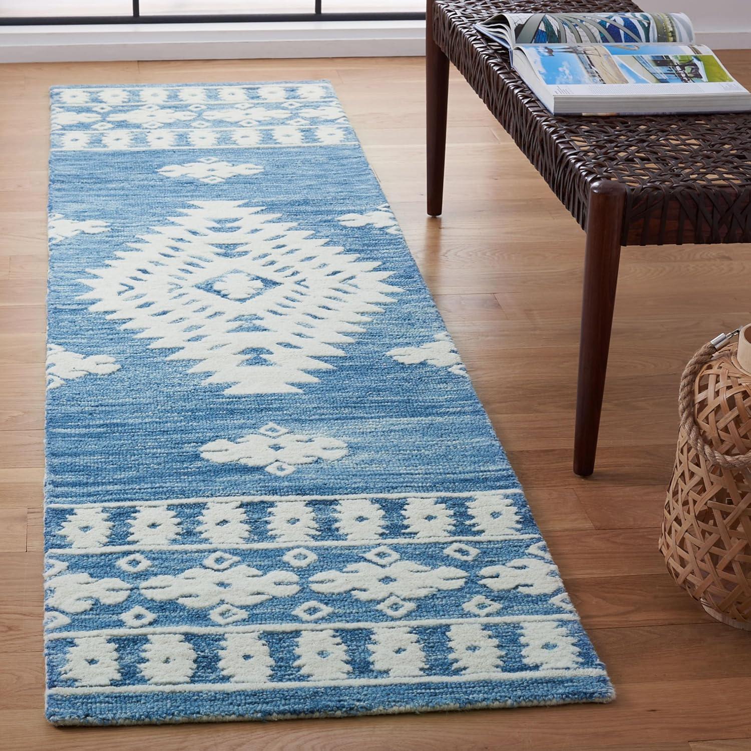 Aspen APN550 Hand Tufted Indoor Runner Rug - Blue/Ivory - 2'3"x9' - Safavieh