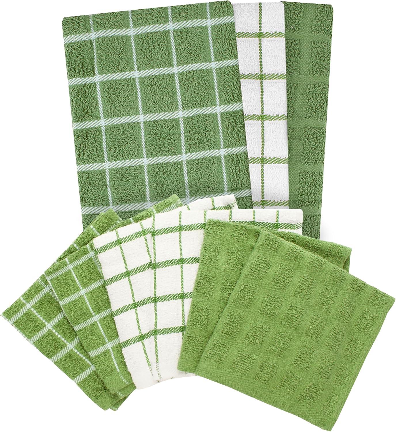 Ritz 9-Piece Terry Check Kitchen Towel Set and Check Dish Cloth Set