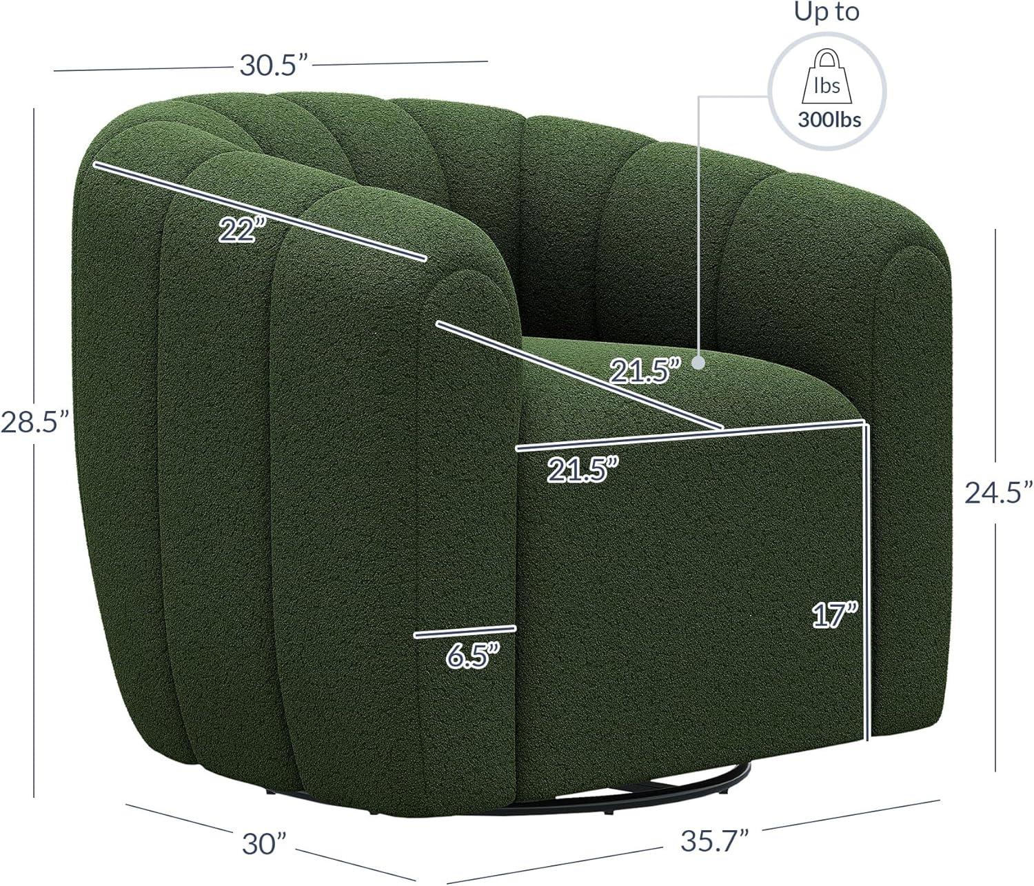 BELLEZE Swivel Accent Barrel Chair, Modern Round Armchairs with Wide Upholstered, Comfy Swivel Accent Chair for Living Room Bedroom Office - Franco (Green)