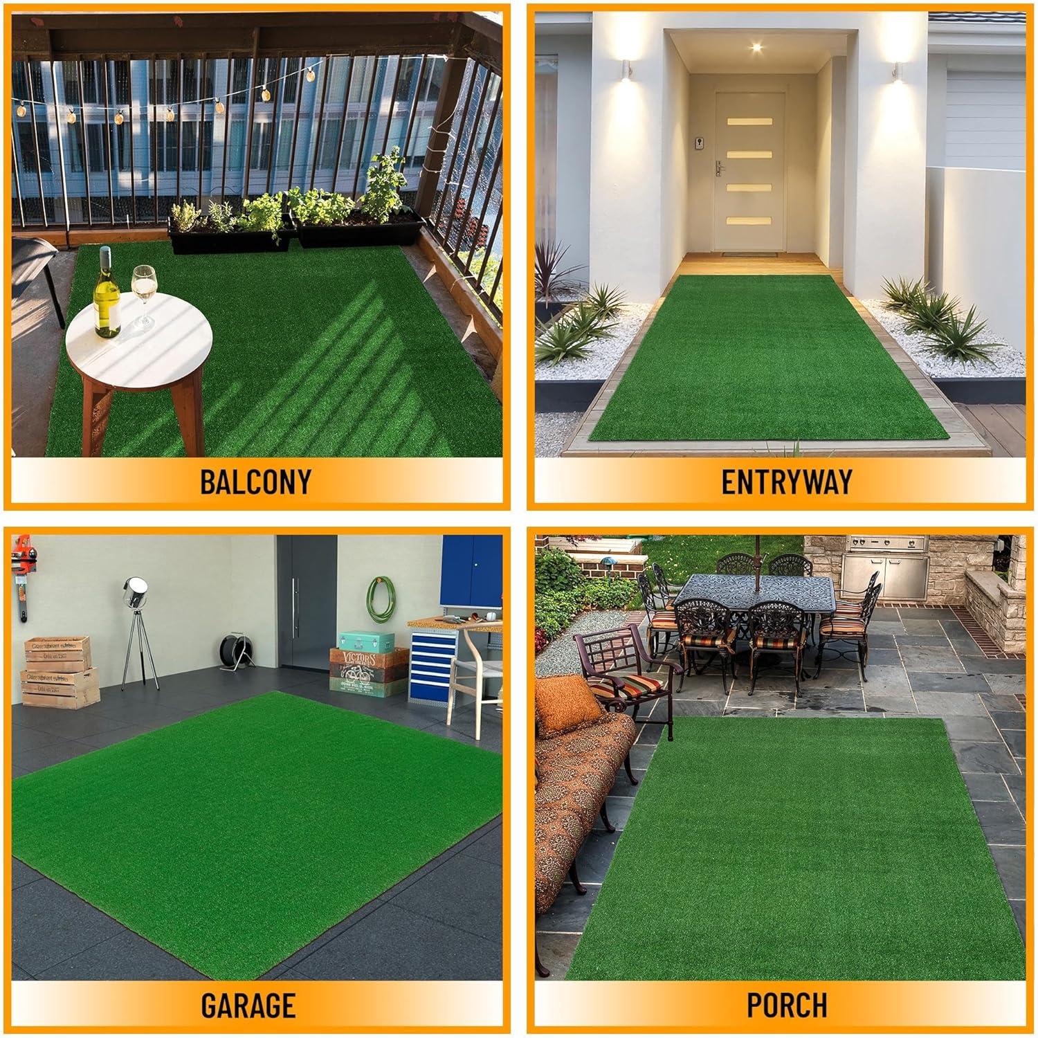 Grass Waterproof Indoor/Outdoor Artificial Grass Turf Rugs and Rolls Customized Size For Balcony, Patios