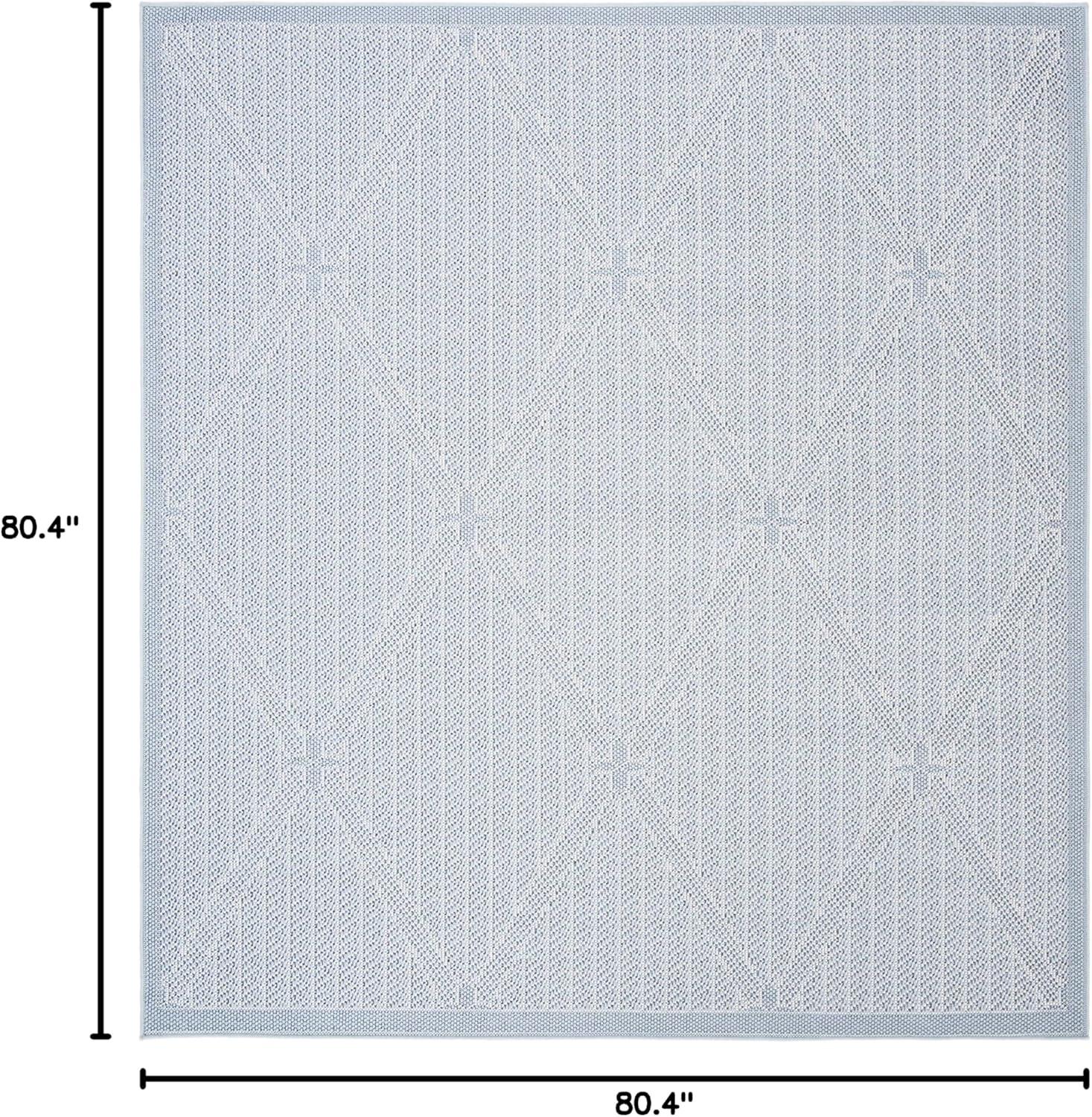 Bermuda BMU811 Machine Washable UV & Stain Resistant Non-Shedding Power Loomed Indoor/Outdoor Area Rug - Light Blue/Ivory - 6'7"x6'7" - Safavieh