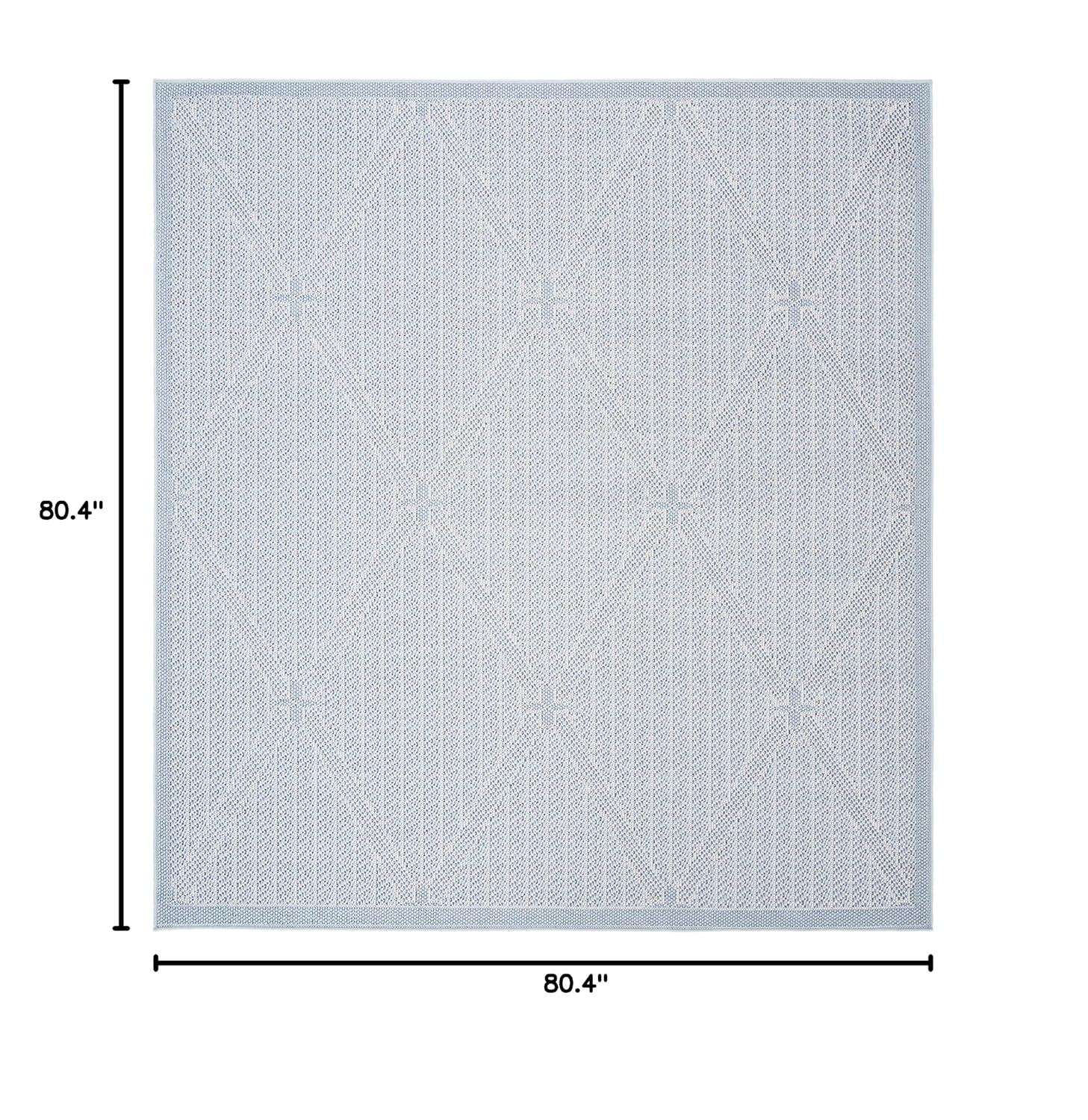 Bermuda BMU811 Machine Washable UV & Stain Resistant Non-Shedding Power Loomed Indoor/Outdoor Area Rug - Light Blue/Ivory - 6'7"x6'7" - Safavieh