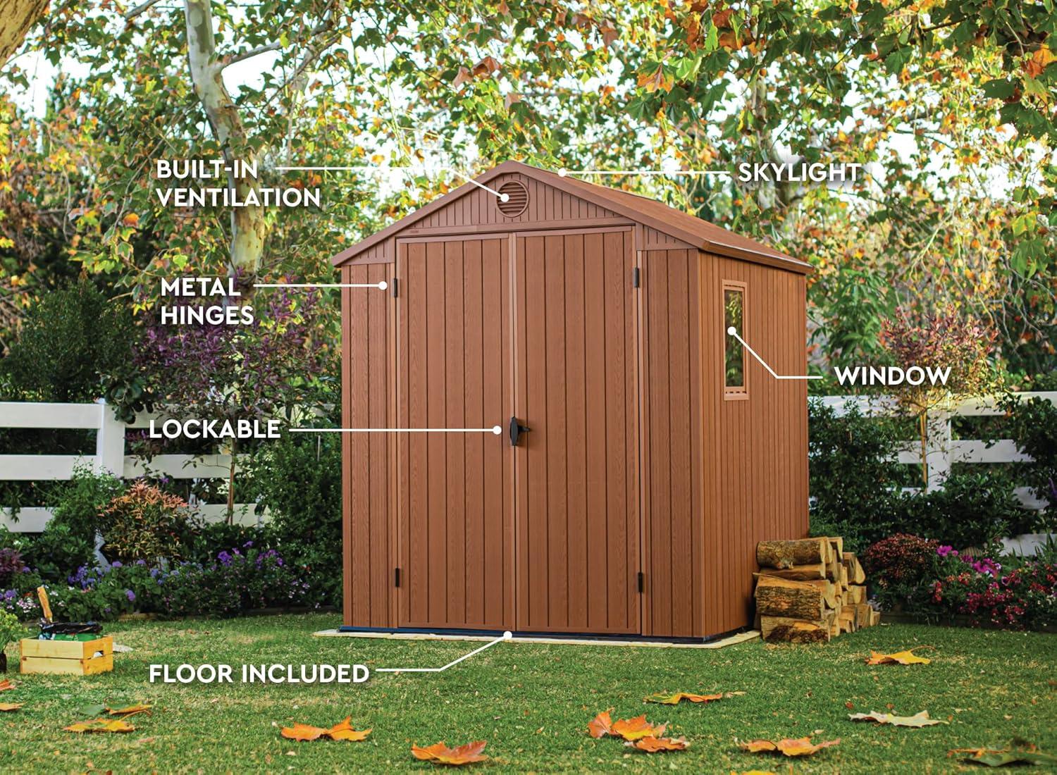 Keter Darwin 6 x 6 ft Brown Resin Storage Shed with Window