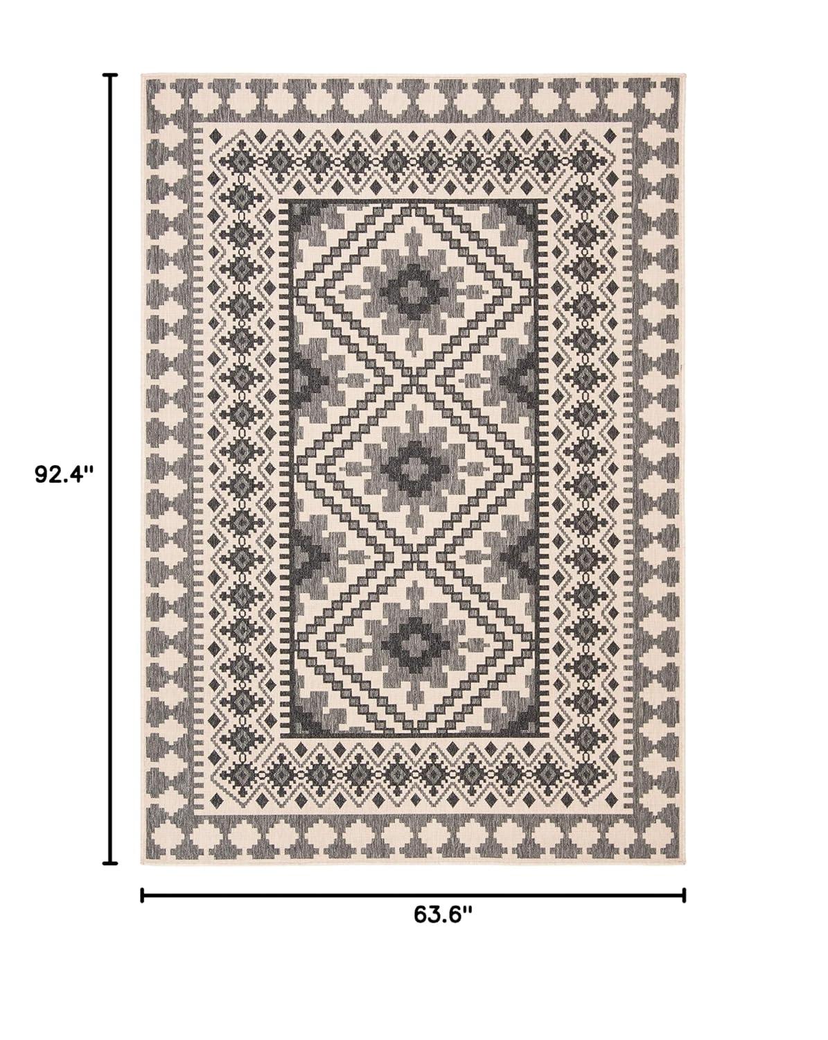 Veranda VER099 Power Loomed Indoor/Outdoor Area Rug - Ivory/Slate - 5'3"x7'7" - Safavieh