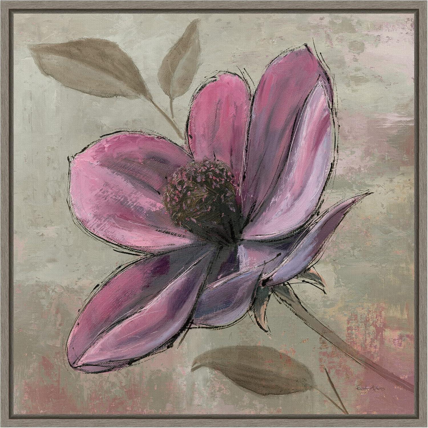 Amanti Art Plum Floral III by Emily Adams Canvas Wall Art Print Framed 16-in. x 16-in.