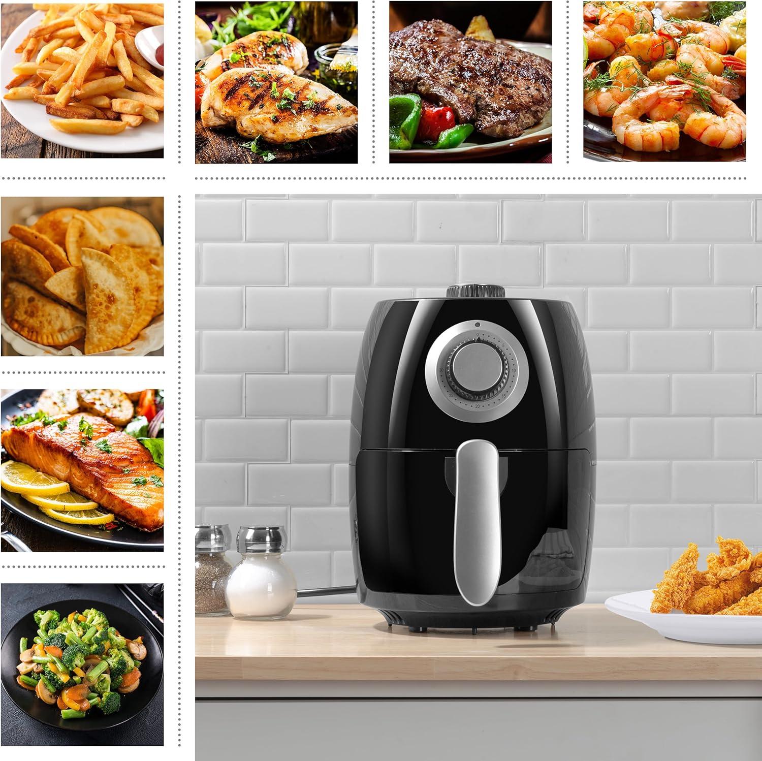 Air Fryer - 2.3-Quart Electric Fryer for Healthier Cooking - Compact Appliance with Nonstick Interior - Kitchen Gadgets by Classic Cuisine (Black)