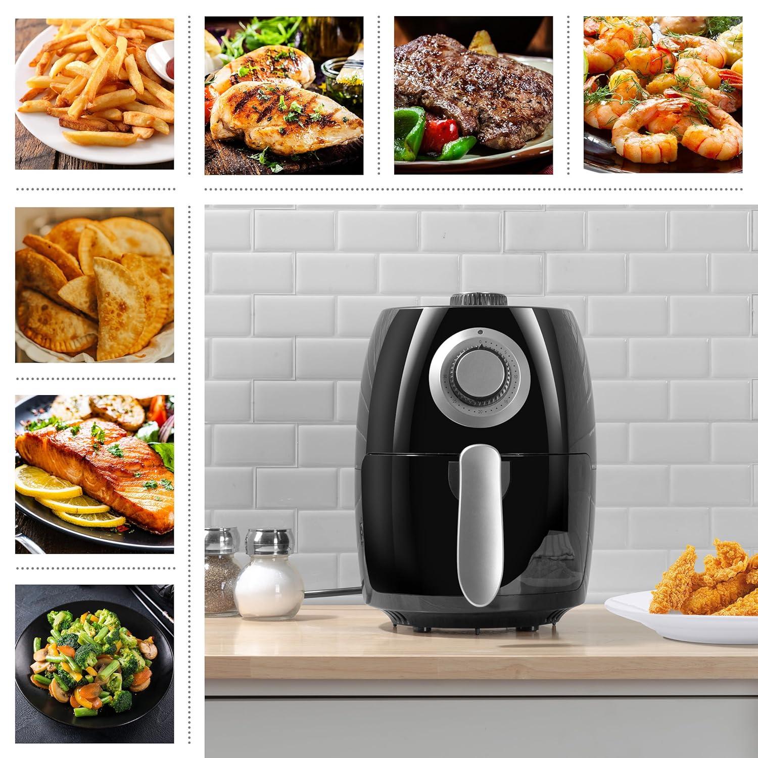 Classic Cuisine Air Fryer - 2.3-Quart Electric Fryer For Healthier Cooking - Compact Appliance With Nonstick Interior - Kitchen Gadgets By Classic Cuisine (Black)