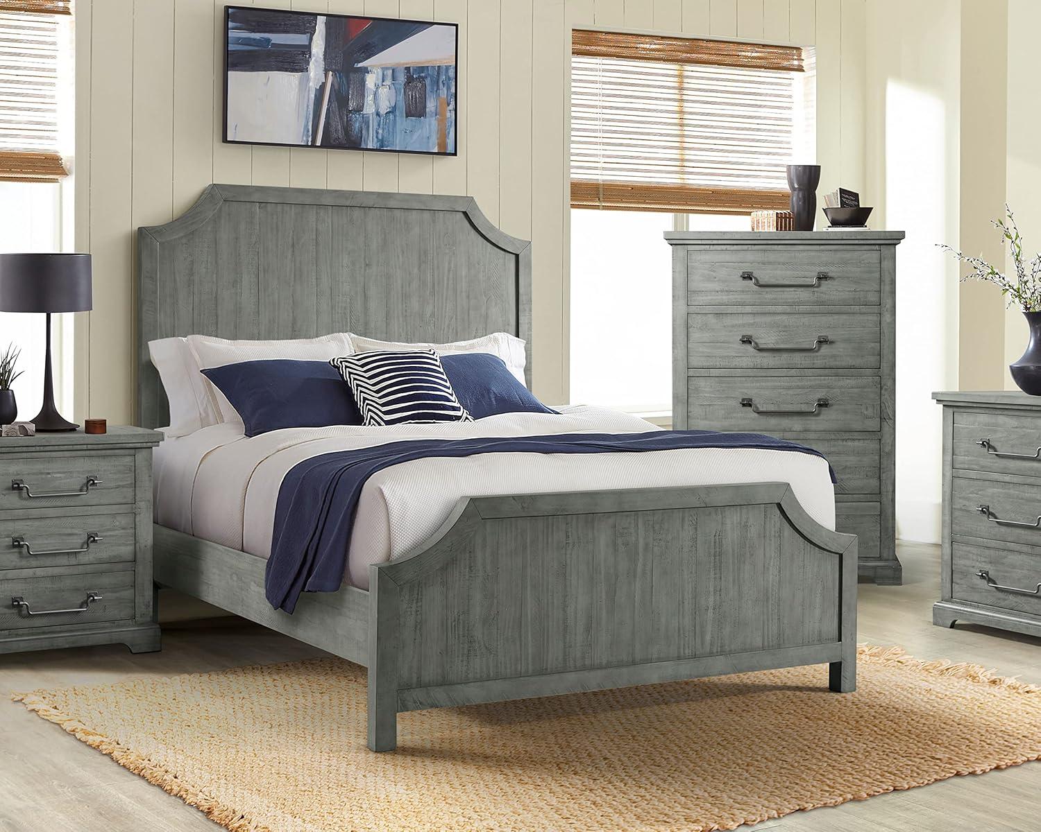 Beach House Solid Wood Dove Gray 2 Drawer Nightstand