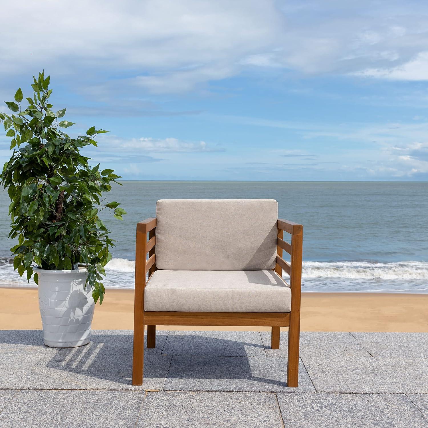 Kinnell Outdoor Armchair Indoor/Outdoor - PAT7301 - Natural/Light Grey - Safavieh