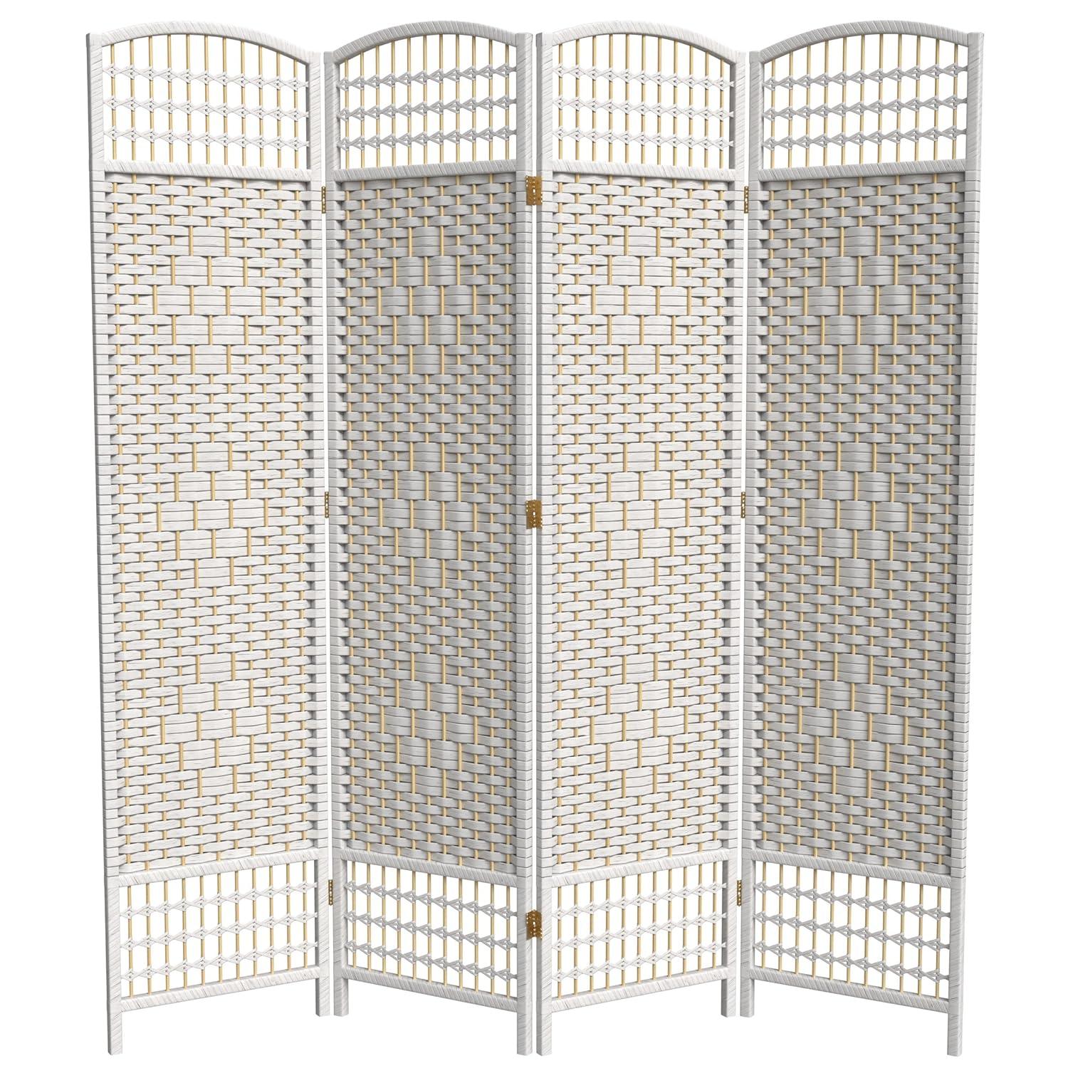5 1/2 ft. Tall Fiber Weave Room Divider - White (4 Panels)
