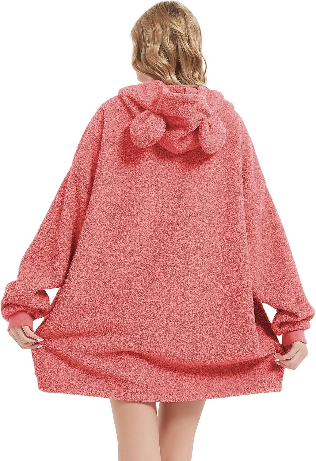 Bedsure Bedsure Wearable Blanket Hoodie Gifts For Women - Cozy Sherpa Hoodie Blanket For Adult Men, Warm Hooded Blanket Sweatshirt