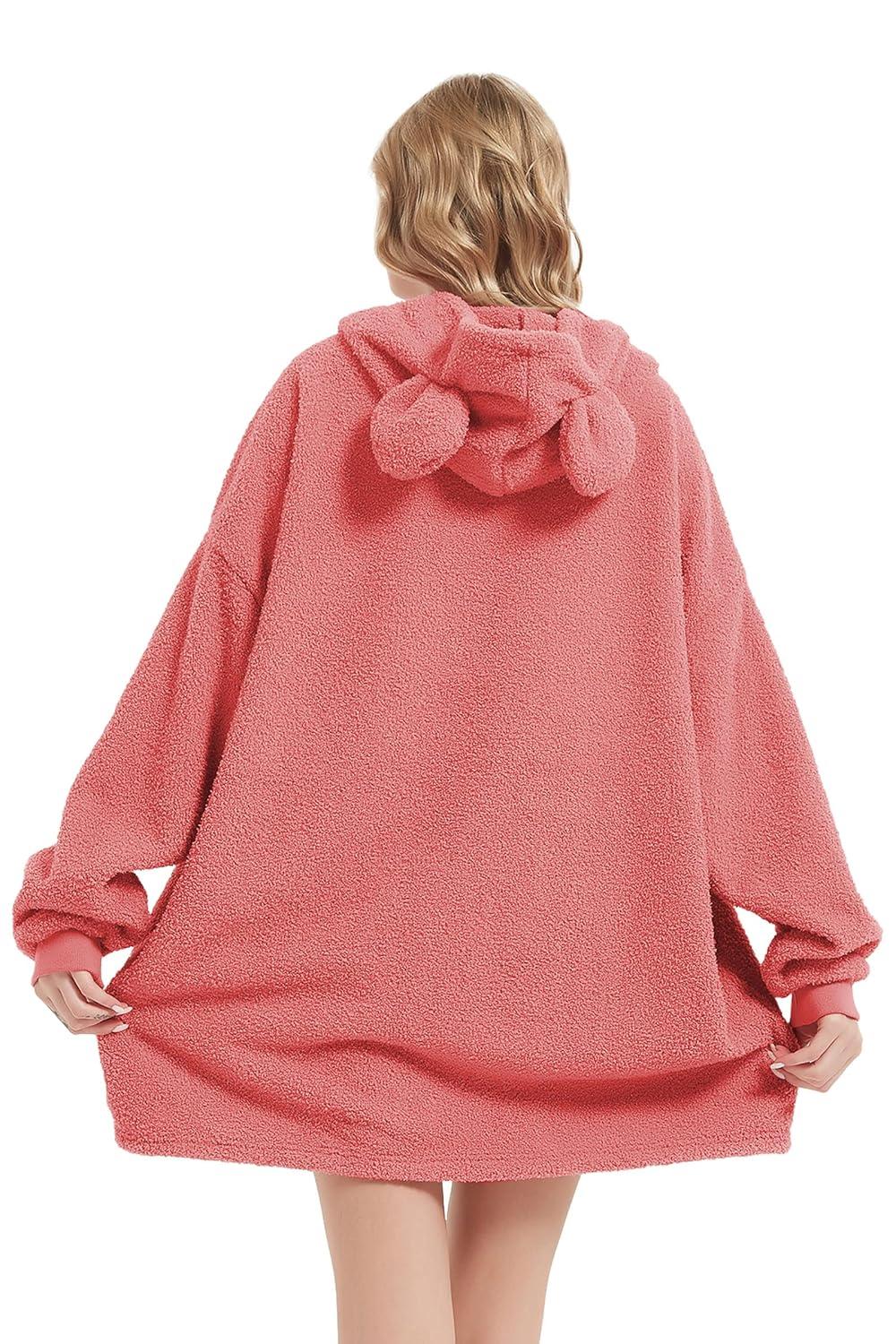 Bedsure Bedsure Wearable Blanket Hoodie Gifts For Women - Cozy Sherpa Hoodie Blanket For Adult Men, Warm Hooded Blanket Sweatshirt